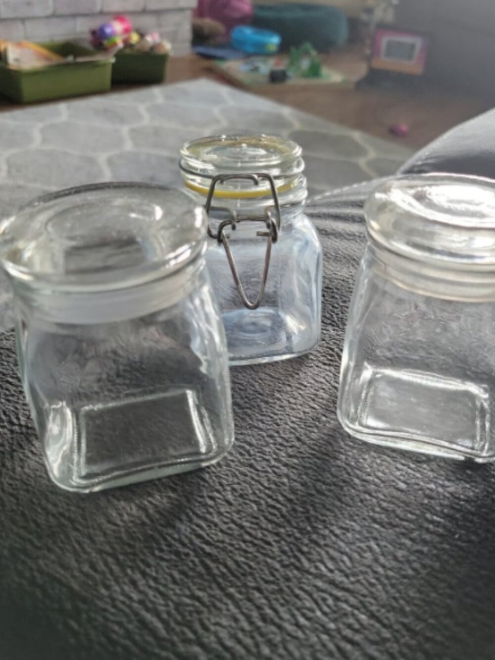 3 glass spice jars